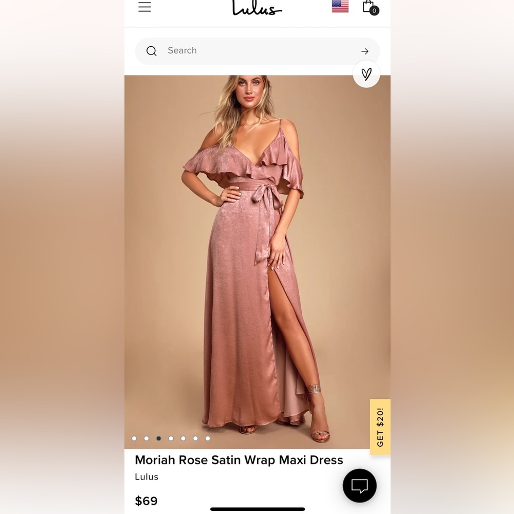 Lulus Moriah Rose Satin Wrap Maxi Dress - NEVER WORN - Small
